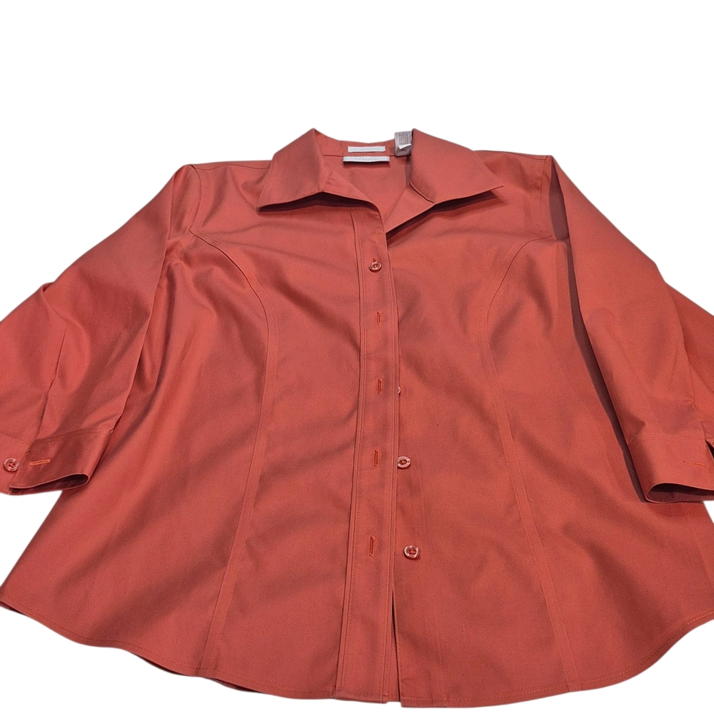 Chico's Rust Orange  Button-Down Shirt Casual Office Wear Size Small